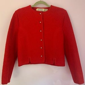 Vintage 1980s boiled wool jacket in red